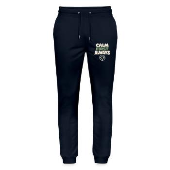 Ruhe Schlägt Panikbereitschaft, Lebensstil, - Stanley/Stella Unisex Bio Jogginghose Mover  - Navy - Vorne - Marisol (170cm) & Nik (191cm)