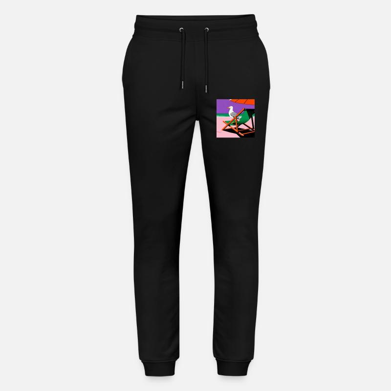 Bunter Strandstuhl und Möwe - Stanley/Stella Unisex Bio Jogginghose Mover  - Schwarz