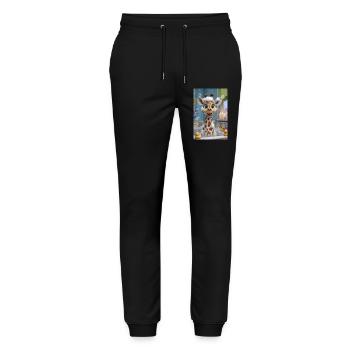 Schaumbad-Giraffen-Zauber - Stanley/Stella Unisex Bio Jogginghose Mover  - Schwarz - Vorne - Marisol (170cm) & Nik (191cm)