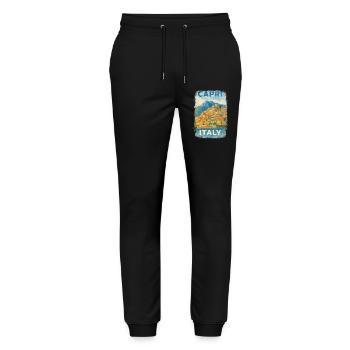 Capri Italien – Aquarell Reiseposter Mediterran - Stanley/Stella Unisex Bio Jogginghose Mover  - Schwarz - Vorne - Marisol (170cm) & Nik (191cm)