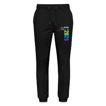 Primary school graduation 2026 - Stanley/Stella Mover Unisex Organic Jogging Trousers - black - Front - Marisol (170cm) & Nik (191cm)