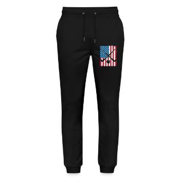 Drapeau USA de hockey sur gazon - Pantalon de jogging bio MOVER Stanley/Stella unisexe - noir - Devant - Marisol (170cm) & Nik (191cm)