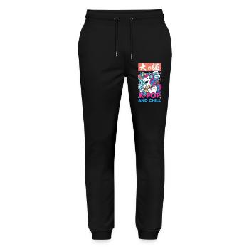 Cute Unicorn K-Pop And Chill Korean Music Anime - Stanley/Stella Mover Unisex Organic Jogging Trousers - black - Front - Marisol (170cm) & Nik (191cm)