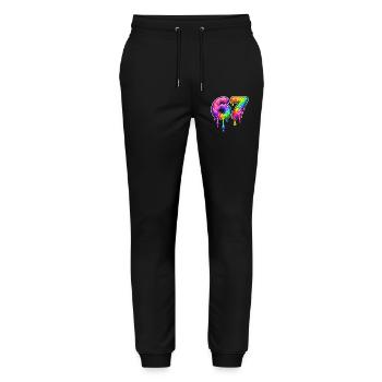 67 Six Meme Seven Alpha Slang - Pantalon de jogging bio MOVER Stanley/Stella unisexe - noir - Devant - Marisol (170cm) & Nik (191cm)