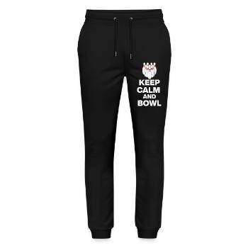 KEEP CALM AND BOWL, STRIKE MEISTER! PIN SNIPER - Stanley/Stella Mover Unisex Organic Jogging Trousers - black - Front - Marisol (170cm) & Nik (191cm)