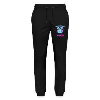 Ich höre dich nicht. Ich höre K-Pop Bunny Koreanisch - Stanley/Stella Unisex Bio Jogginghose Mover  - Schwarz - Vorne - Marisol (170cm) & Nik (191cm)