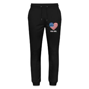 USA Girl Soccer Football United States - Stanley/Stella Mover Unisex Organic Jogging Trousers - black - Front - Marisol (170cm) & Nik (191cm)