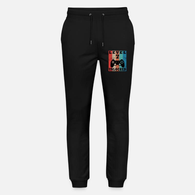 Level 7 Unlocked Retro Controller - Stanley/Stella Mover Unisex Organic Jogging Trousers - black