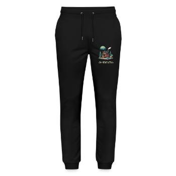 Sandbox Mode IRL | Tiny House Lifestyle - Stanley/Stella Mover Unisex Organic Jogging Trousers - black - Front - Marisol (170cm) & Nik (191cm)