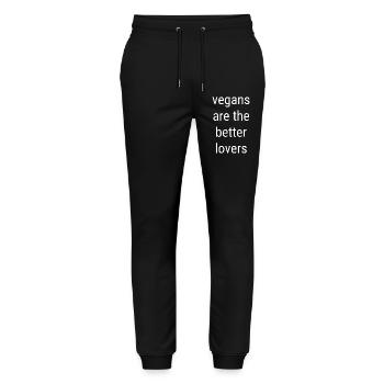 Les végans sont les meilleurs amoureux en disant - Pantalon de jogging bio MOVER Stanley/Stella unisexe - noir - Devant - Marisol (170cm) & Nik (191cm)