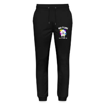 Funny Dog Bichon Pajamas - Stanley/Stella Mover Unisex Organic Jogging Trousers - black - Front - Marisol (170cm) & Nik (191cm)