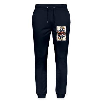 Drachen Drachensteigen Kite King In The Wind - Stanley/Stella Unisex Bio Jogginghose Mover  - Navy - Vorne - Marisol (170cm) & Nik (191cm)