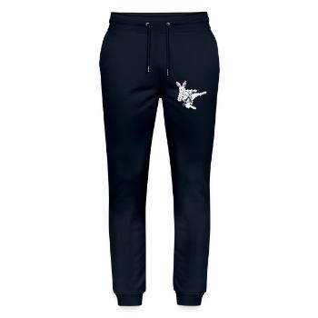 Karate Lapin Arts Martiaux - Pantalon de jogging bio MOVER Stanley/Stella unisexe - marine - Devant - Marisol (170cm) & Nik (191cm)