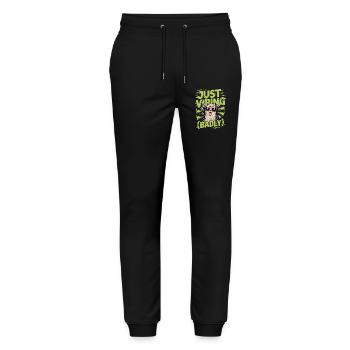 Llama with Headphones Shirt - Just Vibing Badly - Stanley/Stella Mover Unisex Organic Jogging Trousers - black - Front - Marisol (170cm) & Nik (191cm)