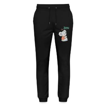 Koala Zen im orangefarbenen Pullover - Stanley/Stella Unisex Bio Jogginghose Mover  - Schwarz - Vorne - Marisol (170cm) & Nik (191cm)