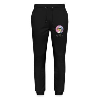 I Lied Duck – Lustiges Statement Design - Stanley/Stella Unisex Bio Jogginghose Mover  - Schwarz - Vorne - Marisol (170cm) & Nik (191cm)