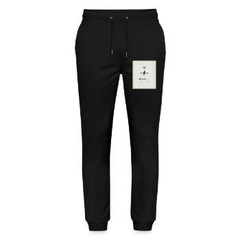 Shut up – Volume Zero Minimal Design - Stanley/Stella Unisex Bio Jogginghose Mover  - Schwarz - Vorne - Marisol (170cm) & Nik (191cm)