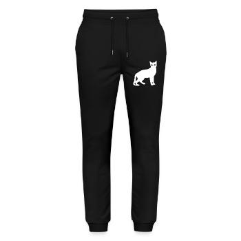Silhouette de chat blanc Cadeau Amoureux des chats - Pantalon de jogging bio MOVER Stanley/Stella unisexe - noir - Devant - Marisol (170cm) & Nik (191cm)