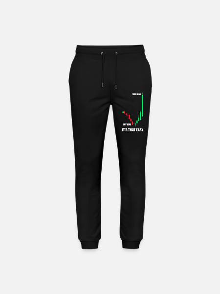 Kjøp lavt, selg høyt. Aksjemarked, børs, trader. - Stanley/Stella Mover økologisk unisex-joggebukse - svart