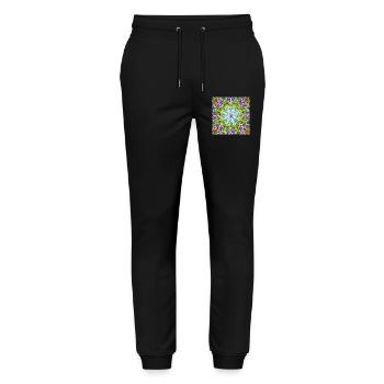 Kaleidoscope Flower Mandala - Stanley/Stella Mover Unisex Organic Jogging Trousers - black - Front - Marisol (170cm) & Nik (191cm)