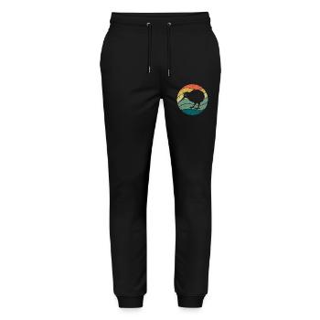 New Zealand Cute Kiwi Bird Retro Vintage - Stanley/Stella Mover Unisex Organic Jogging Trousers - black - Front - Marisol (170cm) & Nik (191cm)