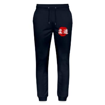 Judo 柔道 Kreis-Kanji Japanische Kampfkunst - Stanley/Stella Unisex Bio Jogginghose Mover  - Navy - Vorne - Marisol (170cm) & Nik (191cm)