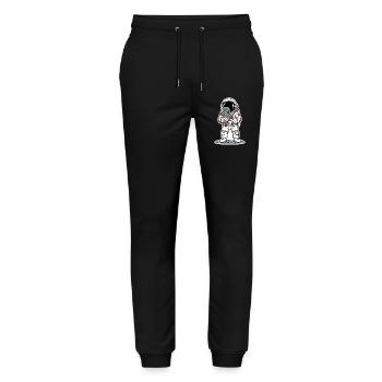 Grauer Katzen-Weltraumastronaut kuschelig niedlich - Stanley/Stella Unisex Bio Jogginghose Mover  - Schwarz - Vorne - Marisol (170cm) & Nik (191cm)