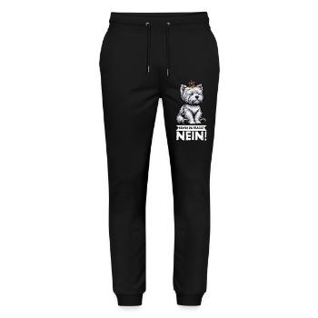 Before You Ask No West Highland Terrier Westie - Stanley/Stella Mover Unisex Organic Jogging Trousers - black - Front - Marisol (170cm) & Nik (191cm)