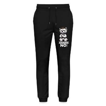 Before You Ask West highland terrier Westie - Stanley/Stella Mover Unisex Organic Jogging Trousers - black - Front - Marisol (170cm) & Nik (191cm)