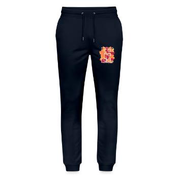 Design des feuilles d’érable d’automne du Canada - Pantalon de jogging bio MOVER Stanley/Stella unisexe - marine - Devant - Marisol (170cm) & Nik (191cm)