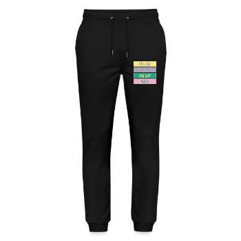 Auf Wiedersehen, Kolleginnen und Kollegen – Auf Wiedersehen - Stanley/Stella Unisex Bio Jogginghose Mover  - Schwarz - Vorne - Marisol (170cm) & Nik (191cm)
