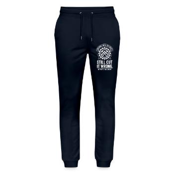 Still Cut It Wrong – Tool Design - Stanley/Stella Mover Unisex Organic Jogging Trousers - navy - Front - Marisol (170cm) & Nik (191cm)