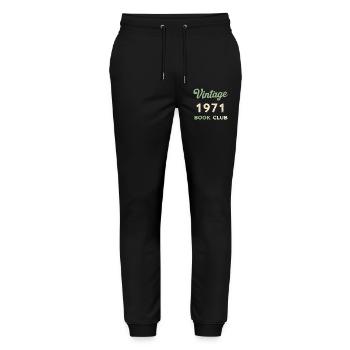 Vintage 1971 Book Club Retro Geburtsjahr Geschenk - Stanley/Stella Unisex Bio Jogginghose Mover  - Schwarz - Vorne - Marisol (170cm) & Nik (191cm)