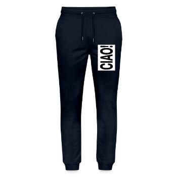 Ciao Typografie Vertikal Minimal Design - Stanley/Stella Unisex Bio Jogginghose Mover  - Navy - Vorne - Marisol (170cm) & Nik (191cm)