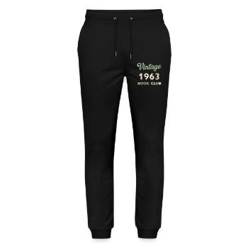 Vintage 1963 Book Club Retro Birth Year Gift - Stanley/Stella Mover Unisex Organic Jogging Trousers - black - Front - Marisol (170cm) & Nik (191cm)