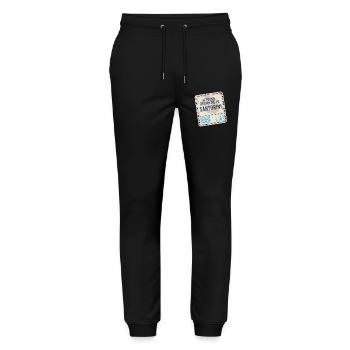 If Found Return To Santorini - Stanley/Stella Unisex Bio Jogginghose Mover  - Schwarz - Vorne - Marisol (170cm) & Nik (191cm)