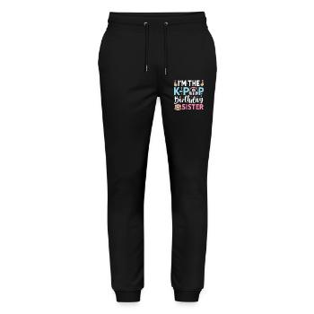 I'm The K-Pop Birthday Sister - Stanley/Stella Mover Unisex Organic Jogging Trousers - black - Front - Marisol (170cm) & Nik (191cm)