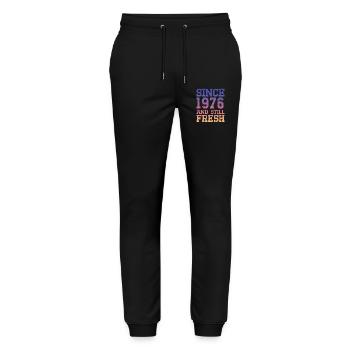 1976 50th Birthday - Stanley/Stella Mover Unisex Organic Jogging Trousers - black - Front - Marisol (170cm) & Nik (191cm)