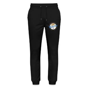 Lesvos Island in Greece Retro Holiday Souvenir - Stanley/Stella Mover Unisex Organic Jogging Trousers - black - Front - Marisol (170cm) & Nik (191cm)