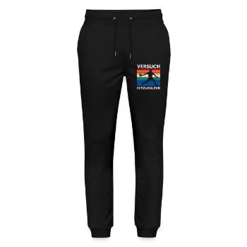 Padel Game TRY TO KEEP UP Retro Funny - Stanley/Stella Mover Unisex Organic Jogging Trousers - black - Front - Marisol (170cm) & Nik (191cm)