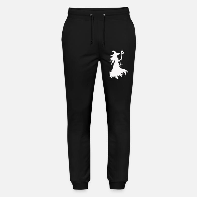 Silhouette di strega con bastone - Pantaloni da jogger unisex ed ecologici Mover di Stanley/Stella - nero