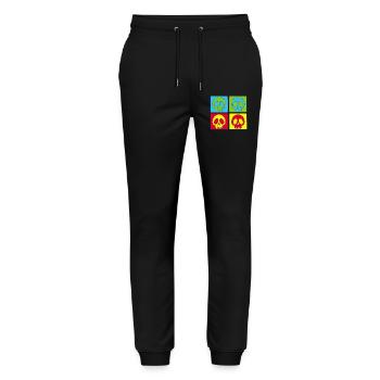 Skulls and four-colour printing - Stanley/Stella Mover Unisex Organic Jogging Trousers - black - Front - Marisol (170cm) & Nik (191cm)