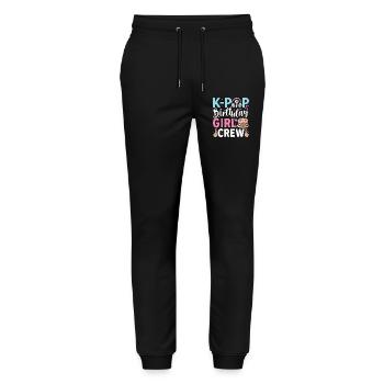 K-Pop Birthday Girl Crew - Stanley/Stella Unisex Bio Jogginghose Mover  - Schwarz - Vorne - Marisol (170cm) & Nik (191cm)