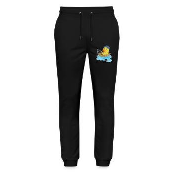 Ente Angler Fisch Angeln - Stanley/Stella Unisex Bio Jogginghose Mover  - Schwarz - Vorne - Marisol (170cm) & Nik (191cm)