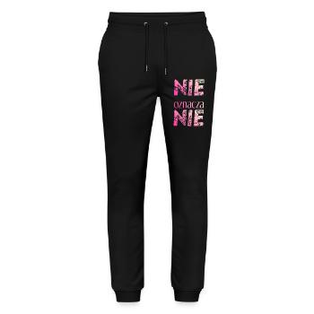 Nein heißt nein polnisch Feminismus Geschenkidee - Stanley/Stella Unisex Bio Jogginghose Mover  - Schwarz - Vorne - Marisol (170cm) & Nik (191cm)