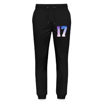 numéro 17 – Cadeau anniversaire 17 ans - Pantalon de jogging bio MOVER Stanley/Stella unisexe - noir - Devant - Marisol (170cm) & Nik (191cm)