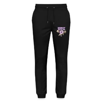 Donut Give Up - Lustiges Fitness Training - Stanley/Stella Unisex Bio Jogginghose Mover  - Schwarz - Vorne - Marisol (170cm) & Nik (191cm)