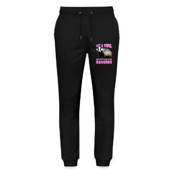 Funny Animal Badger - Stanley/Stella Unisex Bio Jogginghose Mover  - Schwarz - Vorne - Marisol (170cm) & Nik (191cm)