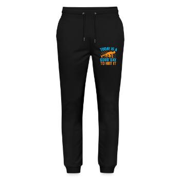 Fitness Fanatics Today A Good Day To Hiit - Stanley/Stella Unisex Bio Jogginghose Mover  - Schwarz - Vorne - Marisol (170cm) & Nik (191cm)