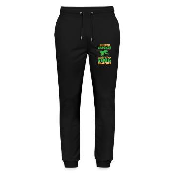 Frog Catcher Jumper Catcher Always A Proud Frog - Stanley/Stella Unisex Bio Jogginghose Mover  - Schwarz - Vorne - Marisol (170cm) & Nik (191cm)